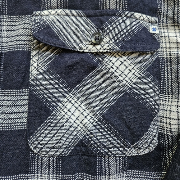 Lucky Brand Sherpa lined jacket /shacket navy/ white plaid checkered sz small - Picture 6 of 8